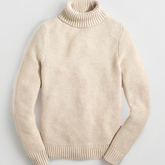 J. Crew Factory Re-Imagined  AF728 Light Camel Cotton Blend Turtleneck Sweater L - Picture 1 of 11
